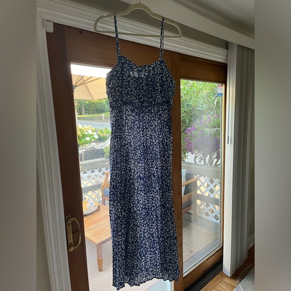 Womens Blue Floral Maxi Dress: Maternity, Wedding Guest, Vacation - Picture 5 of 6